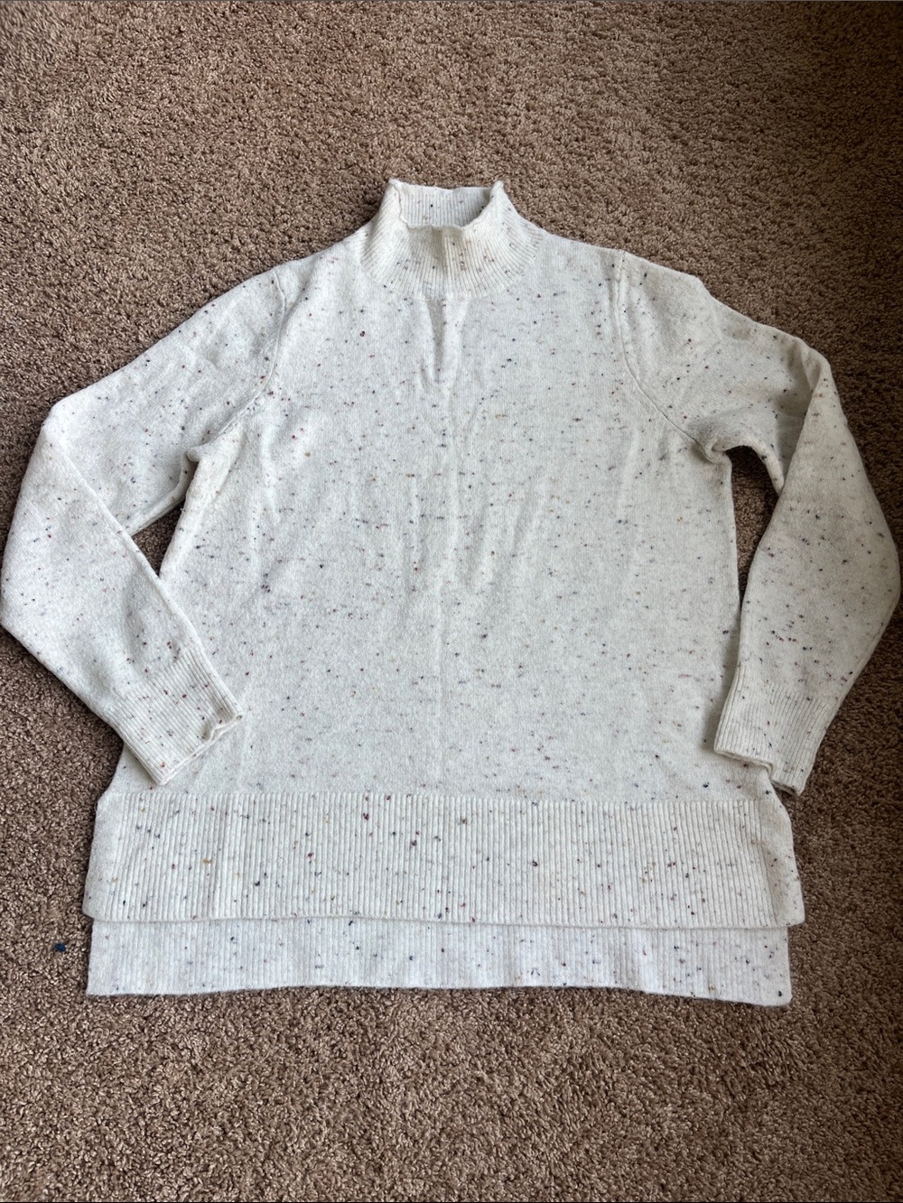 LOFT Cream Speckled Turtleneck Sweater Size L